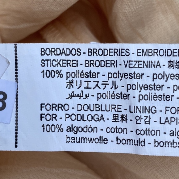 NWT. Zara Beige-Pink/Peach Linen Blend Embroidered Midi Dress. Size M. - Picture 10 of 12